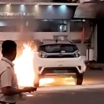 Tata Nexon EV catches fire after a crash in Hyderabad? Video viral!